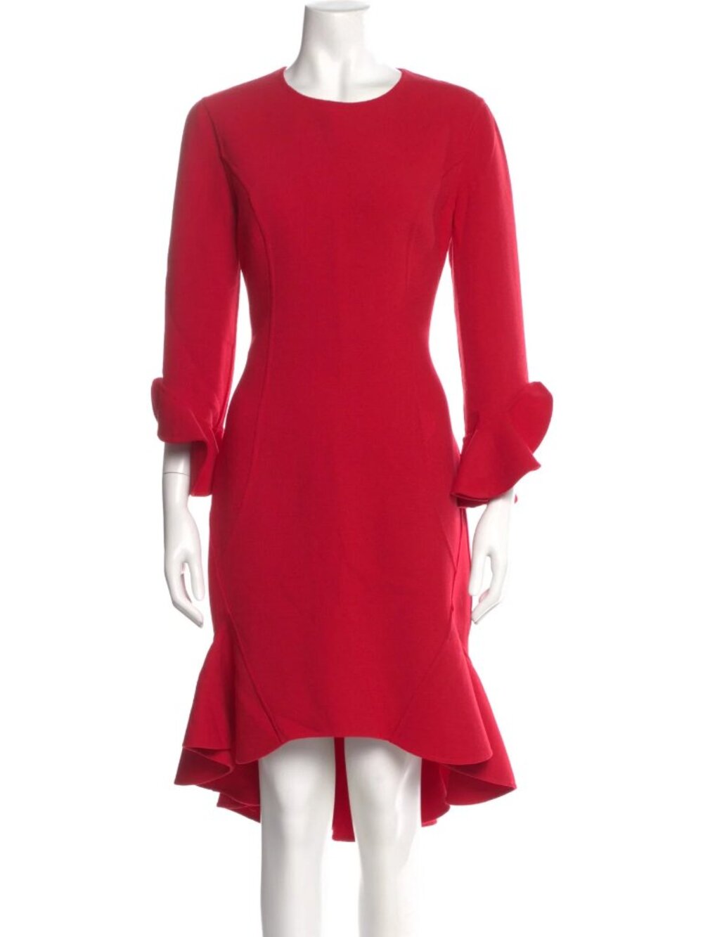 MICHAEL KORS COLLECTION STRETCH VIRGIN WOOL HOURGLASS DRESS RUFFLE TRIM sz 6